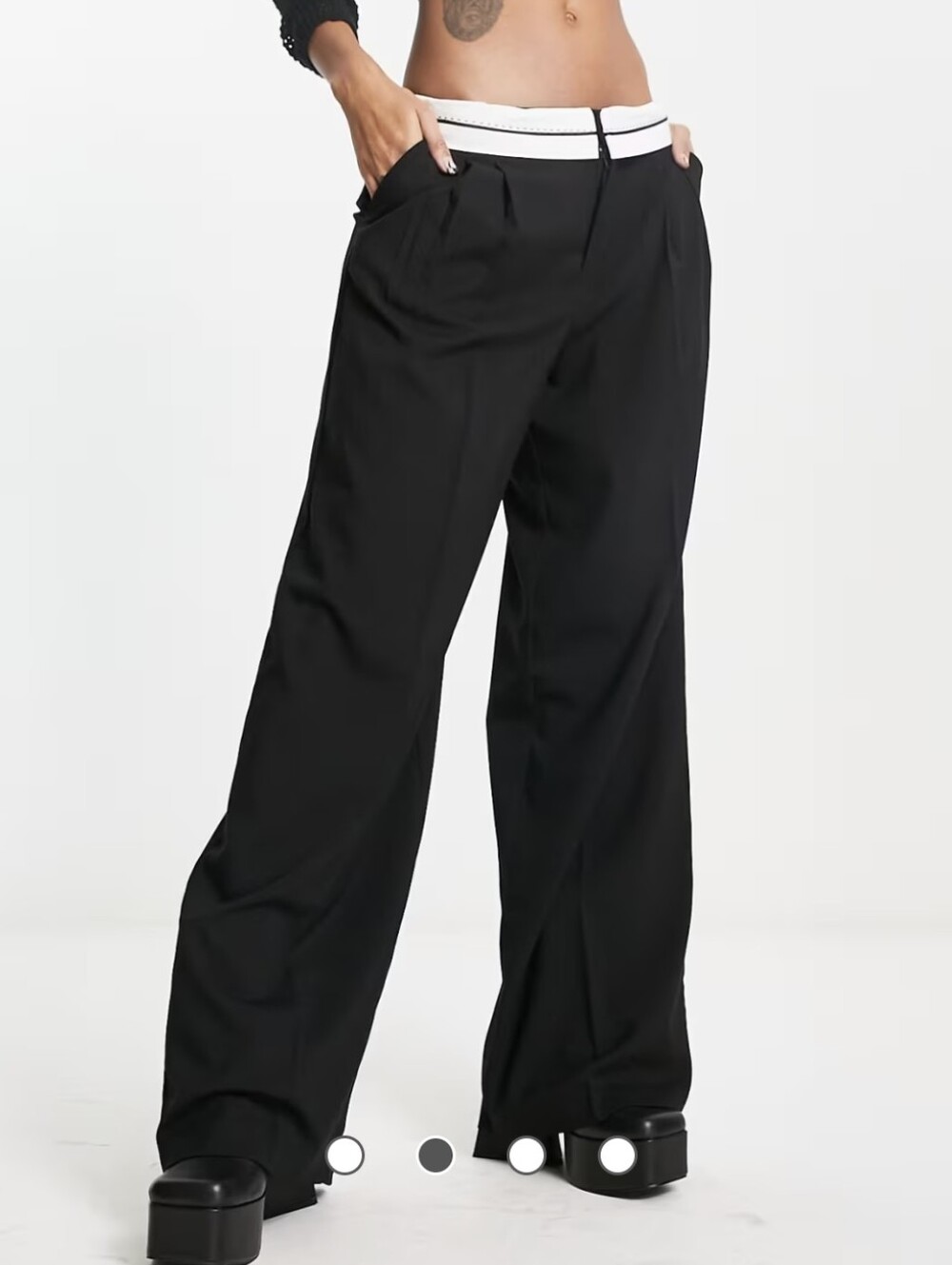 Bershka reverse waistband tailored pants in black Sz 2 Wide Leg